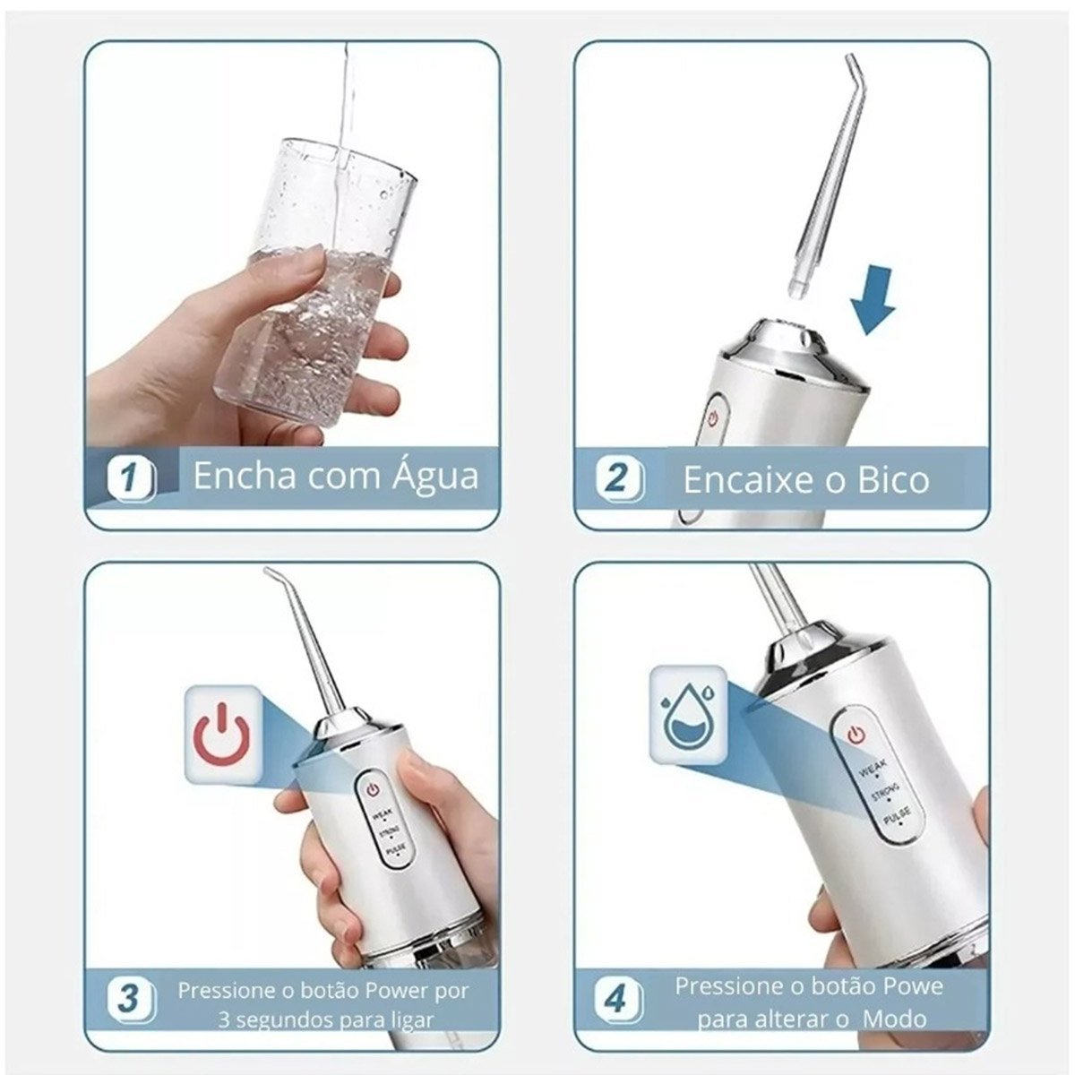 Irrigador Jato de Limpeza Dental Higiene Bucal Oral Eletrico Escova Dentes Lingua Gengiva Protese Ap - 3
