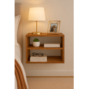 Ver imagem 1 de Mesa Cabeceira Criado Suspenso Mudo Mesinha Quarto Cama Mdf Fosco:freijó