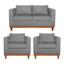 Ver imagem 1 de Kit Sofá 3 Lugares e 2 Poltronas Europa 180 cm Estilo Conforto e Elegância Suede Cinza - ADJ Decor