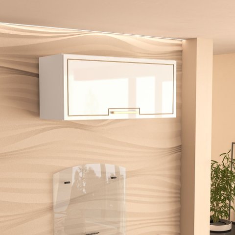 Armário Aéreo 1 Porta Basculante Amara Branco Politorno Móveis