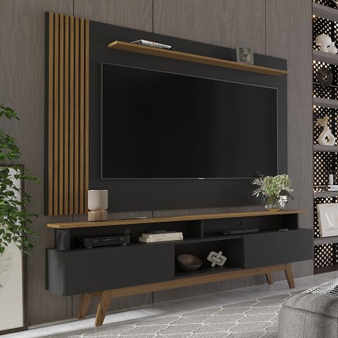 Rack com Painel Ripado para Tv até 70 Polegadas 2 Gavetas Grécia 180cm