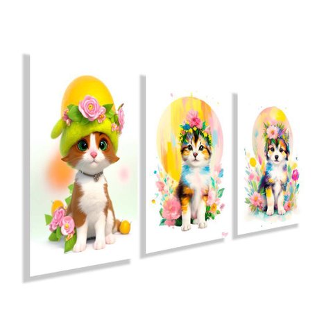 Kit Quadros Decorativos Infantil Animais Abstrato Kit129