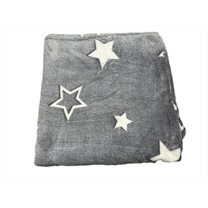 COBERTA MANTA BRILHA NO ESCURO 2,00X1,80 - ESTRELA GRANDE CINZA