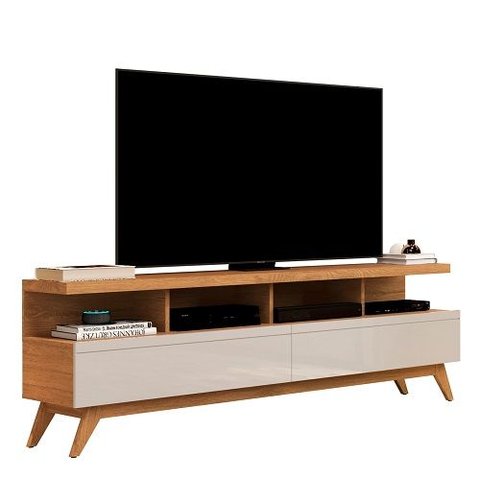 Rack para Tv até 65 Polegadas Vivare 1.6 Wood Nature/off White - Jlar Móveis