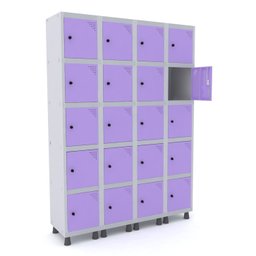 ROUPEIRO DE AÇO 4M 20 PORTAS PITÃO PANDIN - CINZA/LILÁS - 1