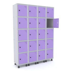 ROUPEIRO DE AÇO 4M 20 PORTAS PITÃO PANDIN - CINZA/LILÁS