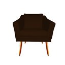 Ver imagem 3 de Kit Namoradeira + 1 Poltrona Decorativa Agatha Couro Marrom Pés Madeira Mz Decor
