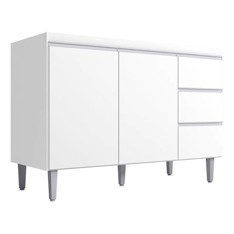Balcão P/pia Andreia S/tampo 120cm 2 Portas 3 Gvtas