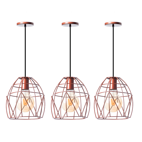 Kit 3 Pendentes Aramado Bala 23 Cm Decorações Cor: Cobre