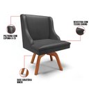 Ver imagem 3 de Kit 2 Cadeiras Estofadas para Sala de Jantar Base Giratória de Madeira Lia Sintético Preto - Ibiza