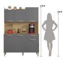 Ver imagem 4 de Armário de Cozinha Compacta 6 Portas 1 Gaveta Gênova - Freijó/gris