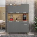 Ver imagem 1 de Armário de Cozinha Compacta 6 Portas 1 Gaveta Gênova - Freijó/gris