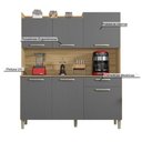 Ver imagem 5 de Armário de Cozinha Compacta 6 Portas 1 Gaveta Gênova - Freijó/gris