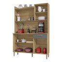 Ver imagem 3 de Armário de Cozinha Compacta 6 Portas 1 Gaveta Gênova - Freijó/gris