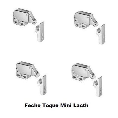 Kit com 4 Fecho Toque Mini Lacth para Portas de Armários