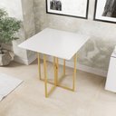 Ver imagem 2 de Mesa Quadrada Industrial 70cm Dourada Tampo Madeira Branco Don Castro Decor Industrial Premium
