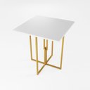 Ver imagem 1 de Mesa Quadrada Industrial 70cm Dourada Tampo Madeira Branco Don Castro Decor Industrial Premium