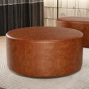 Ver imagem 4 de Puff Redondo Orgânico para Living 90cm Lola W01 Couríssimo Camel - Lyam Decor