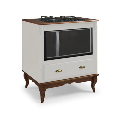 Balcão Cooktop Hannover 80cm com Nicho para Forno - 60716 Mmj-lz Lz-off White/imbuia