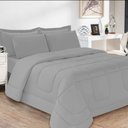 Ver imagem 1 de Edredom Casal Queen 5 Peças Leve para Verão Função Cobre Leito Cinza Casa Dona