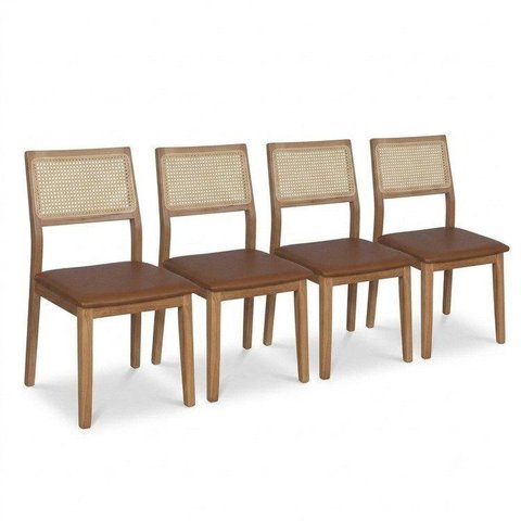 Kit com 4 Cadeiras de Jantar Nia Estofadas Caramelo Yescasa
