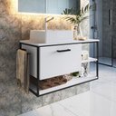 Ver imagem 1 de Gabinete Suspenso para Banheiro 80cm P1007 Branco sem Cuba