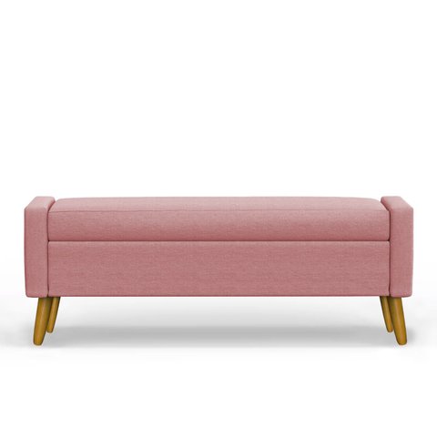 Recamier Bau Londres 1,40m Suede Rose - Clique Decor Clique Decorações