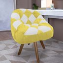 Ver imagem 1 de Poltrona Paloma Escritório Sala Giratória Madeira Suede Amarelo e Suede Branco - Dominic Decor