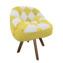 Ver imagem 2 de Poltrona Paloma Escritório Sala Giratória Madeira Suede Amarelo e Suede Branco - Dominic Decor