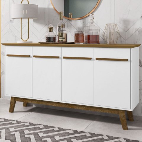 Balcão Buffet 4 Portas Régis Cinamomo/branco - Pnr Móveis