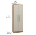 Ver imagem 3 de Armário 2 Portas Guarda Roupa Modulado Selene 80x218 Cm Mdp Carvalho 6005 Menu