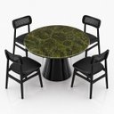Ver imagem 3 de Mesa de Jantar Cone Redonda 80 cm Tampo Mármore Verde Vitória Régia Base Laca Preta