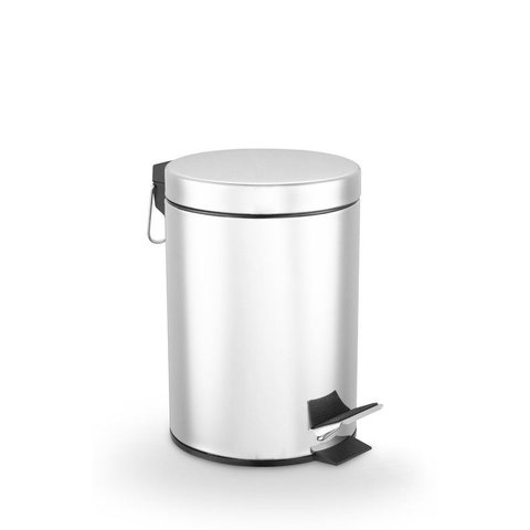 Lixeira de Banheiro e Cozinha Inox com Pedal e Cesto Removível 5l - Powemaid