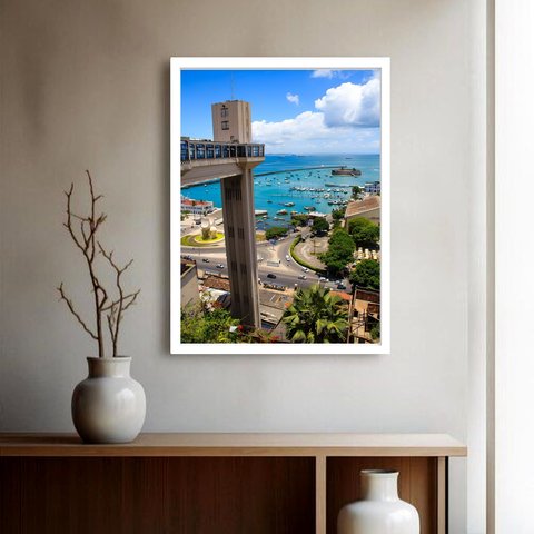 Quadro Decorativo Salvador Farol - 70x50cm:moldura Branca