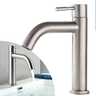 Torneira Bancada Cromado Fosco para Banheiro Lavabo Lavatorio Água Fria 1/4 Volta Médio em Aço Inox  - 1