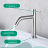 Torneira Bancada Cromado Fosco para Banheiro Lavabo Lavatorio Água Fria 1/4 Volta Médio em Aço Inox  - 3