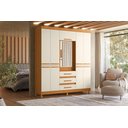 Ver imagem 3 de Guarda Roupa com Espelho New Fusion Casal 6 Portas e 3 Gavetas - Cinamomo Off White - Albatroz