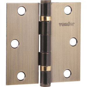 Dobradiça 3" com anel rolamento latonada com 3 peças Vonder