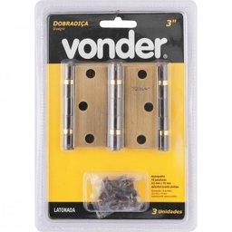 Dobradiça 3" com anel rolamento latonada com 3 peças Vonder - 2