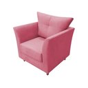 Ver imagem 3 de Kit Namoradeira + 1 Poltrona Decorativa Isis + 1 Puff Retangular Suede Rosa Pés Madeira Ms Decor
