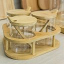 Ver imagem 2 de TABLE PORTA CONDIMENTO 11x20x20cm BOROSILICATO TRANSP 3PÇ COM SUPORTE