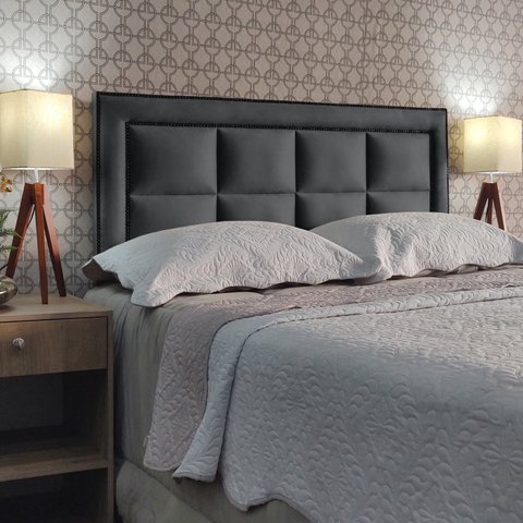 Cabeceira Queen 160 Cama Box Diamond H8 Módena Cinza Suede com Pés Rbl
