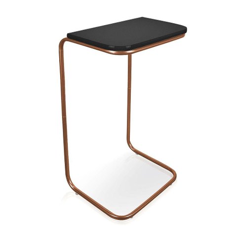 Mesa Lateral Tampo Multiuso P/ Sofá Base Bronze Preto