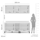 Ver imagem 3 de Cozinha sem Rodapé Aéreo Cristaleira e Balcão com Tampo Amara Branco