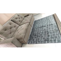 TAPETE JACQUARD SALA LUXUOSO 2,00X1,30 - QUADRICULADO CINZA - 1