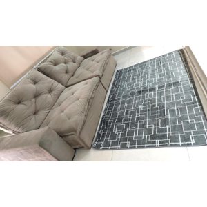 TAPETE JACQUARD SALA LUXUOSO 2,00X1,30 - QUADRICULADO CINZA