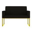 Ver imagem 2 de Kit Sofá 2 Lugares + 2 Poltronas Recepção Sala Base Dourada Cor:preto Preto