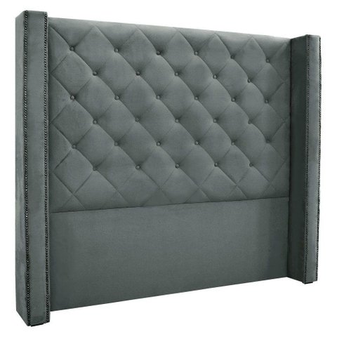 Cabeceira King 1,95m Vicenza Veludo Cinza Chumbo
