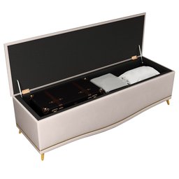 Cabeceira Cama Box Casal King 195cm Com Calçadeira Baú Imperial J02 Suede Bege - Mpozenato - 3