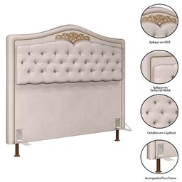 Cabeceira Cama Box Casal King 195cm Com Calçadeira Baú Imperial J02 Suede Bege - Mpozenato - 4